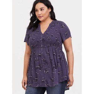 NWT Torrid 2X Floral Gauze Babydoll Tunic Top